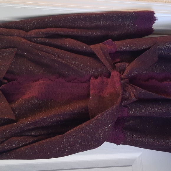 "BEAUTIFUL" Glittery Gold Maroon Lace Front Jacket - Picture 6 of 11